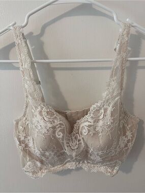 Victoria’s Secret Dream Angels Lace Lined Demi Longline Bra Cream 34D
